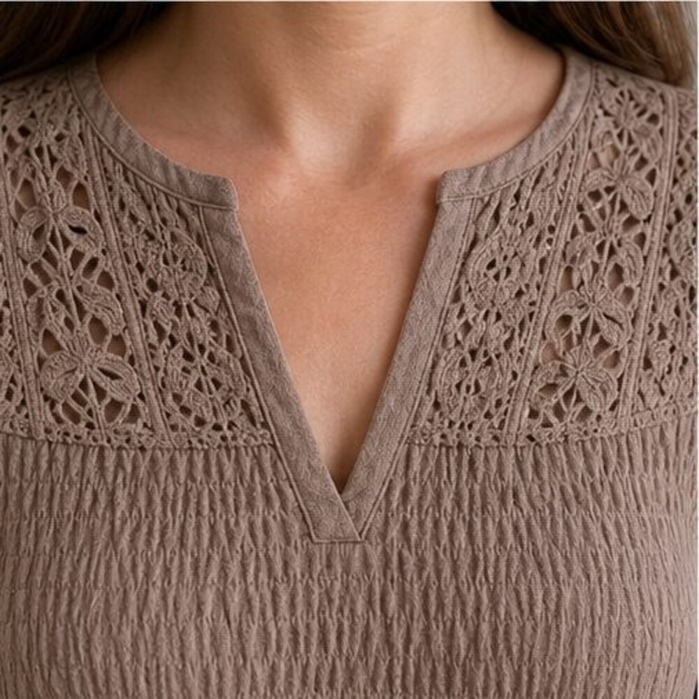 Taupe Ruffle Blouse - Picture 4 of 6